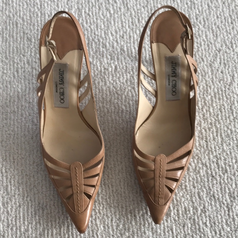 Jimmy Choo tan slingback pumps